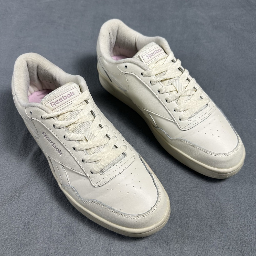 Reebok Court Advance Women's Size 9 Cream Purple Leather Sneakers Casual Shoes